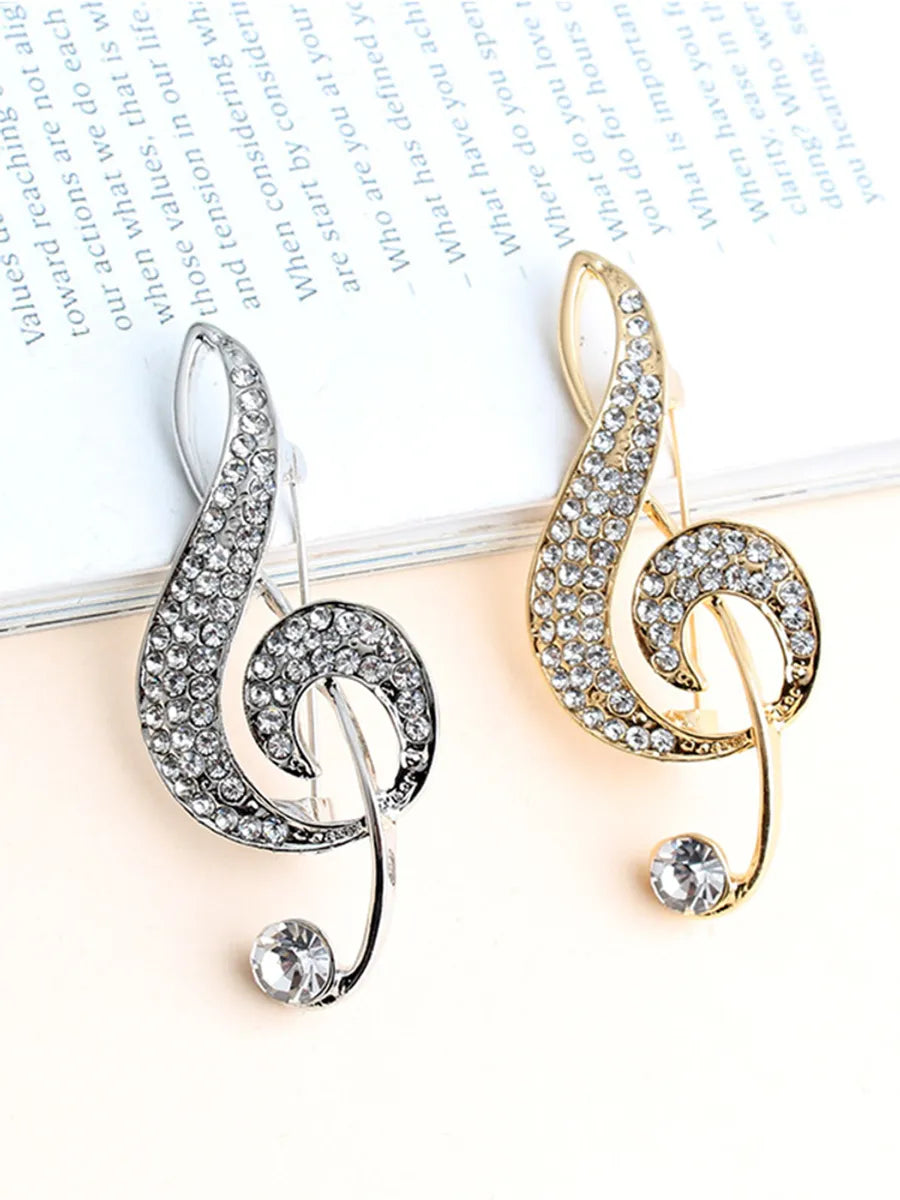 Formal Romantic Notes Alloy Inlay Rhinestones Unisex Brooches