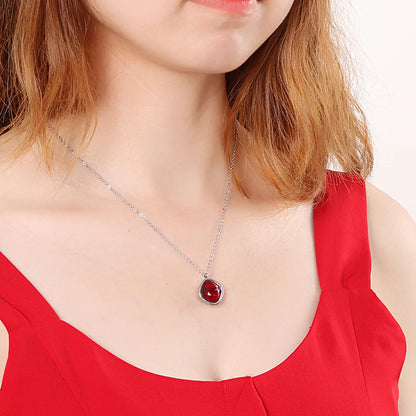 Formal Simple Style Geometric Stainless Steel Inlay Zircon Pendant Necklace