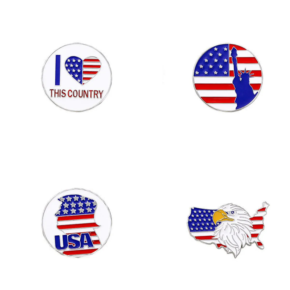 Formal Simple Style National Flag Letter Eagle Alloy Stamping Stoving Varnish Plating Unisex Brooches