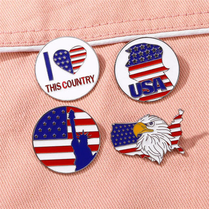 Formal Simple Style National Flag Letter Eagle Alloy Stamping Stoving Varnish Plating Unisex Brooches