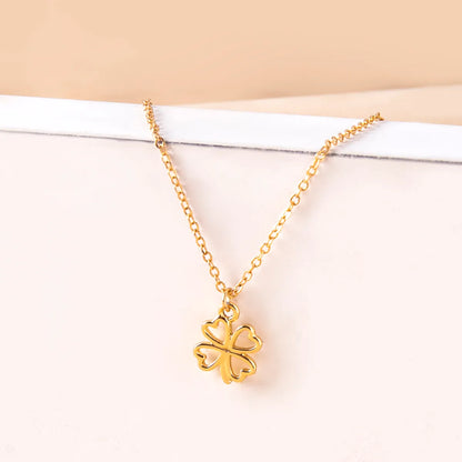 Simple Style Four Leaf Clover Heart Shape Alloy Valentine'S Day Women's Pendant Necklace