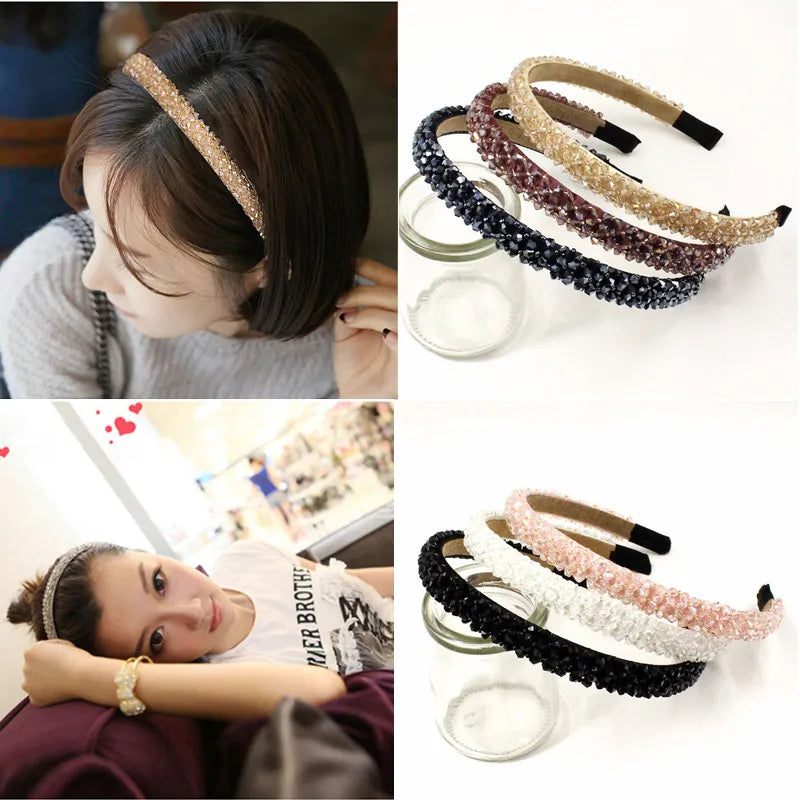 Four-Row Crystal Hair Hoop Korean Wide-Brimmed Rhinestone Headband Nihaojewelry Wholesale