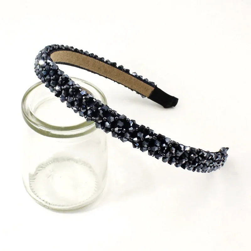 Four-Row Crystal Hair Hoop Korean Wide-Brimmed Rhinestone Headband Nihaojewelry Wholesale