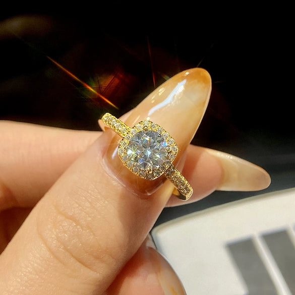 Fourclaw Square Geometric Fashion Silver Waiting Ring For Women With Electroplating S925 Silver Plated Pt950 Gold