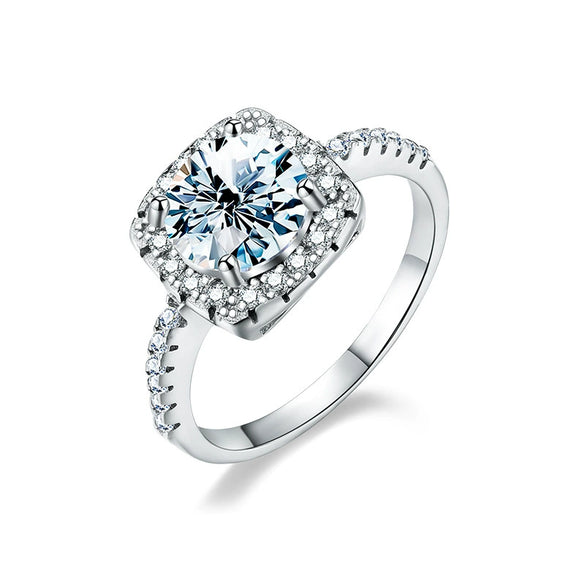 Fourclaw Square Geometric Fashion Silver Waiting Ring For Women With Electroplating S925 Silver Plated Pt950 Gold