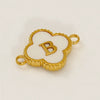 Fourleaf Clover And Simple Letter Pendant Stainless Steel 18K Gold Plated Necklace