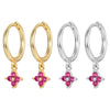 Fourleaf Clover Earrings 925 Silver Geometric Style Inlaid With Zircon Electroplated For Women