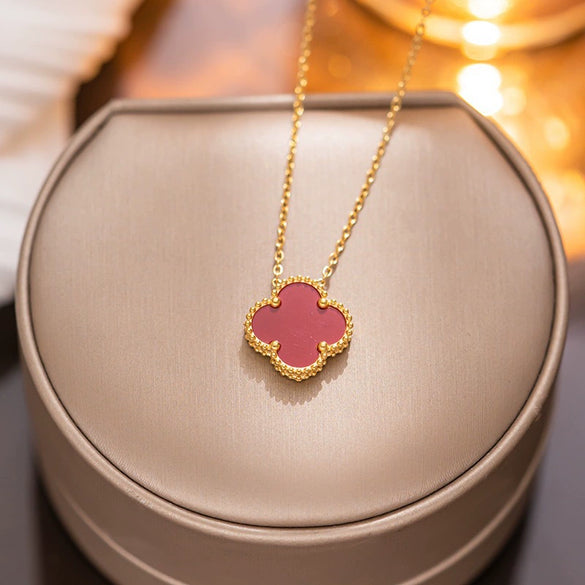 Fourleaf Clover Titanium Steel Necklace Bracelet Earrings Threepiece Set Light Luxury Style O Word Chain Electroplated In Vacuum Furnace