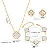 Fourleaf Clover Titanium Steel Necklace Bracelet Earrings Threepiece Set Light Luxury Style O Word Chain Electroplated In Vacuum Furnace