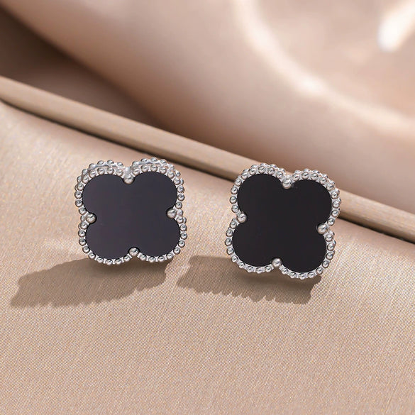 Fourleaf Clover Titanium Steel Necklace Bracelet Earrings Threepiece Set Light Luxury Style O Word Chain Electroplated In Vacuum Furnace