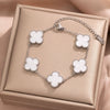 Fourleaf Clover Titanium Steel Necklace Bracelet Earrings Threepiece Set Light Luxury Style O Word Chain Electroplated In Vacuum Furnace