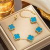 Fourleaf Clover Titanium Steel Necklace Bracelet Earrings Threepiece Set Light Luxury Style O Word Chain Electroplated In Vacuum Furnace