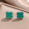 Fourleaf Clover Titanium Steel Necklace Bracelet Earrings Threepiece Set Light Luxury Style O Word Chain Electroplated In Vacuum Furnace