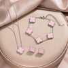 Fourleaf Clover Titanium Steel Necklace Bracelet Earrings Threepiece Set Light Luxury Style O Word Chain Electroplated In Vacuum Furnace