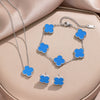 Fourleaf Clover Titanium Steel Necklace Bracelet Earrings Threepiece Set Light Luxury Style O Word Chain Electroplated In Vacuum Furnace