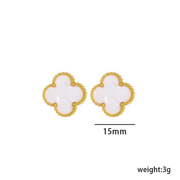 Fourleaf Clover Titanium Steel Necklace Bracelet Earrings Threepiece Set Light Luxury Style O Word Chain Electroplated In Vacuum Furnace