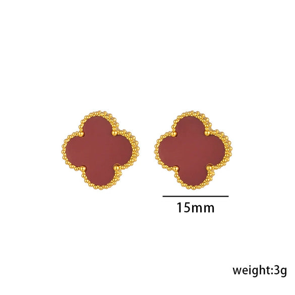 Fourleaf Clover Titanium Steel Necklace Bracelet Earrings Threepiece Set Light Luxury Style O Word Chain Electroplated In Vacuum Furnace