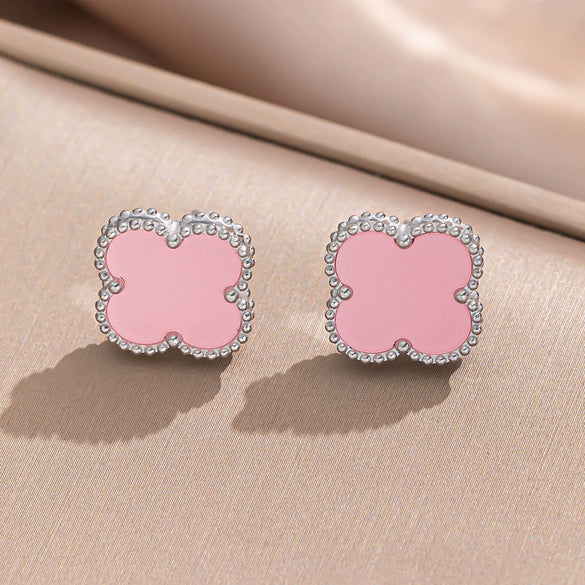 Fourleaf Clover Titanium Steel Necklace Bracelet Earrings Threepiece Set Light Luxury Style O Word Chain Electroplated In Vacuum Furnace