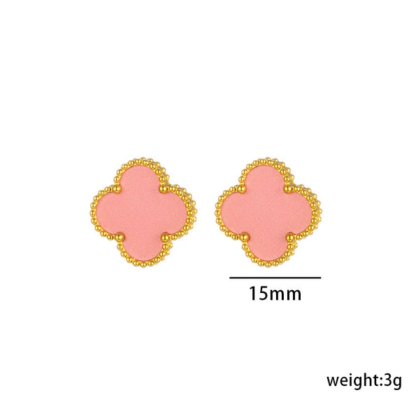 Fourleaf Clover Titanium Steel Necklace Bracelet Earrings Threepiece Set Light Luxury Style O Word Chain Electroplated In Vacuum Furnace