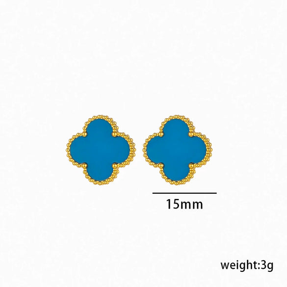 Fourleaf Clover Titanium Steel Necklace Bracelet Earrings Threepiece Set Light Luxury Style O Word Chain Electroplated In Vacuum Furnace