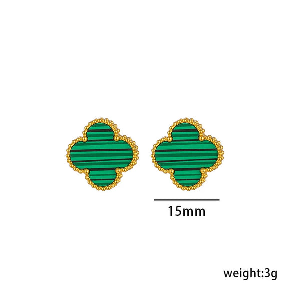 Fourleaf Clover Titanium Steel Necklace Bracelet Earrings Threepiece Set Light Luxury Style O Word Chain Electroplated In Vacuum Furnace