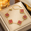 Fourleaf Clover Titanium Steel Necklace Bracelet Earrings Threepiece Set Light Luxury Style O Word Chain Electroplated In Vacuum Furnace