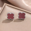 Fourleaf Clover Titanium Steel Necklace Bracelet Earrings Threepiece Set Light Luxury Style O Word Chain Electroplated In Vacuum Furnace
