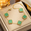 Fourleaf Clover Titanium Steel Necklace Bracelet Earrings Threepiece Set Light Luxury Style O Word Chain Electroplated In Vacuum Furnace