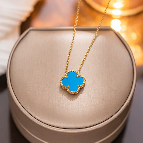 Fourleaf Clover Titanium Steel Necklace Bracelet Earrings Threepiece Set Light Luxury Style O Word Chain Electroplated In Vacuum Furnace