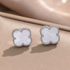 Fourleaf Clover Titanium Steel Necklace Bracelet Earrings Threepiece Set Light Luxury Style O Word Chain Electroplated In Vacuum Furnace