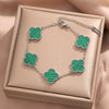 Fourleaf Clover Titanium Steel Necklace Bracelet Earrings Threepiece Set Light Luxury Style O Word Chain Electroplated In Vacuum Furnace