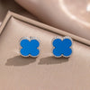 Fourleaf Clover Titanium Steel Necklace Bracelet Earrings Threepiece Set Light Luxury Style O Word Chain Electroplated In Vacuum Furnace