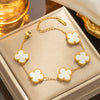 Fourleaf Clover Titanium Steel Necklace Bracelet Earrings Threepiece Set Light Luxury Style O Word Chain Electroplated In Vacuum Furnace
