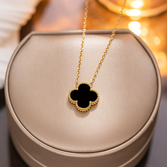 Fourleaf Clover Titanium Steel Necklace Bracelet Earrings Threepiece Set Light Luxury Style O Word Chain Electroplated In Vacuum Furnace