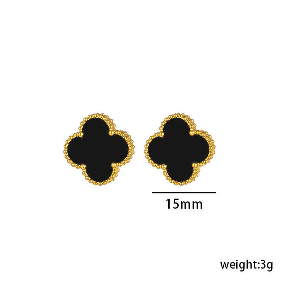 Fourleaf Clover Titanium Steel Necklace Bracelet Earrings Threepiece Set Light Luxury Style O Word Chain Electroplated In Vacuum Furnace