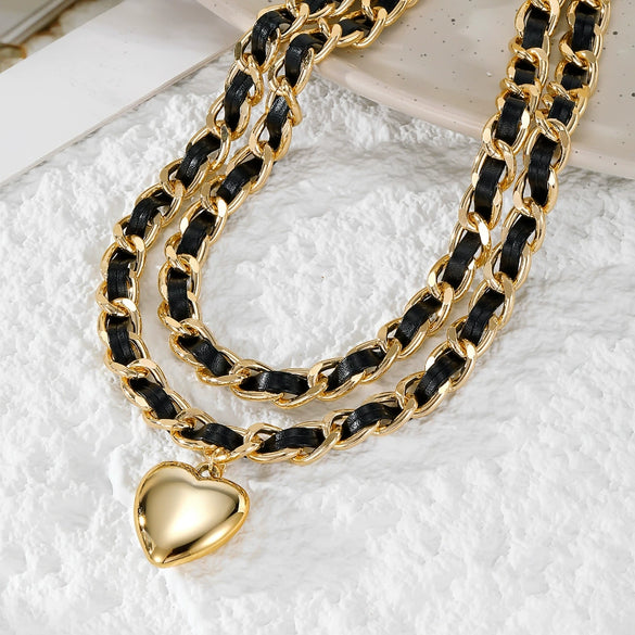 Fragrance Necklace Alloy Velvet Bamboo Chain Heart Shape Electroplating For Women
