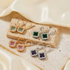 Fragrant Fourleaf Clover Earrings Copper Zircon Glass Geometric Fashion Electroplating