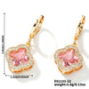 Fragrant Fourleaf Clover Earrings Copper Zircon Glass Geometric Fashion Electroplating