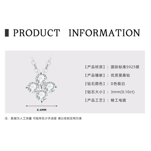 Fragrant Style Classic Fourleaf Clover Women's Earrings Moissanite S925 Sterling Silver 18K Gold Plated