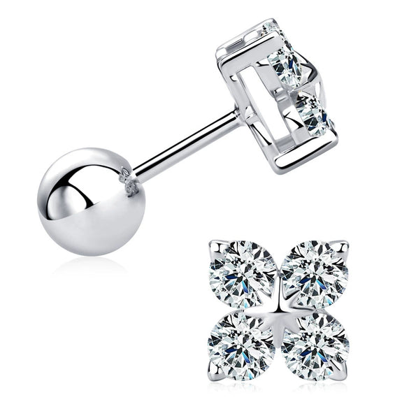 Fragrant Style Classic Fourleaf Clover Women's Earrings Moissanite S925 Sterling Silver 18K Gold Plated