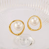 French Retro Design Pearl Ring Style Stainless Steel Earrings For Women With 18K Vacuum Plating In Furnace And Geometric Styling