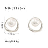 French Retro Design Pearl Ring Style Stainless Steel Earrings For Women With 18K Vacuum Plating In Furnace And Geometric Styling