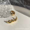 French Retro Gold Plated U Shape Earrings With Zircon Metal Ball And Eight Pointed Star Design For Women