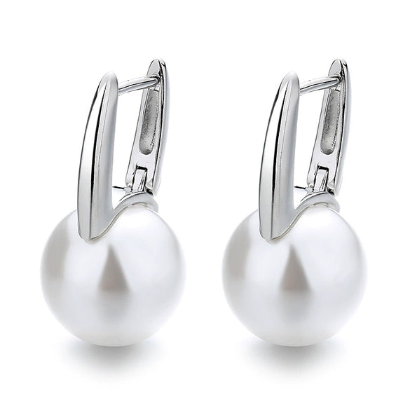 French Retro Imitation Pearl Women's Earrings With U Shaped Design Set With Pearls
