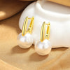 French Retro Imitation Pearl Women's Earrings With U Shaped Design Set With Pearls