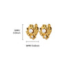 French Retro Stainless Steel Electroplated Flower Imitation Pearl Earrings For Women