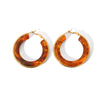 French Retro Style Stainless Steel And Resin Round Earrings With Geometric Pattern Electroplated For Women