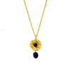 French Retro Titanium Steel Necklace With Natural Stone Inlaid Stainless Steel Clavicle Chain Gold Plated Non Fading Jewelry
