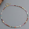 French Style Bohemian Modern Style Round 18K Gold Plated Natural Stone Seed Bead Copper Wholesale Necklace