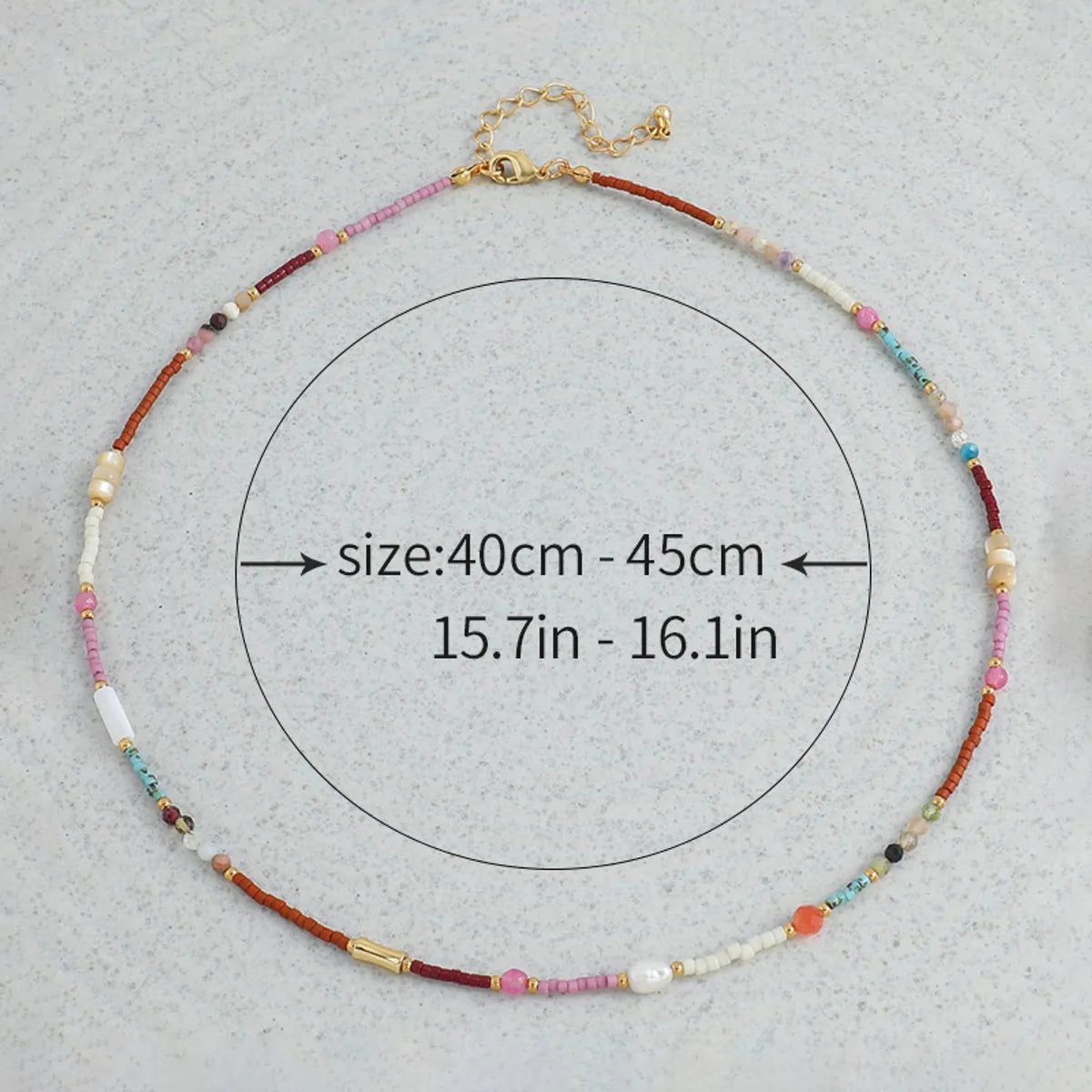 French Style Bohemian Modern Style Round 18K Gold Plated Natural Stone Seed Bead Copper Wholesale Necklace